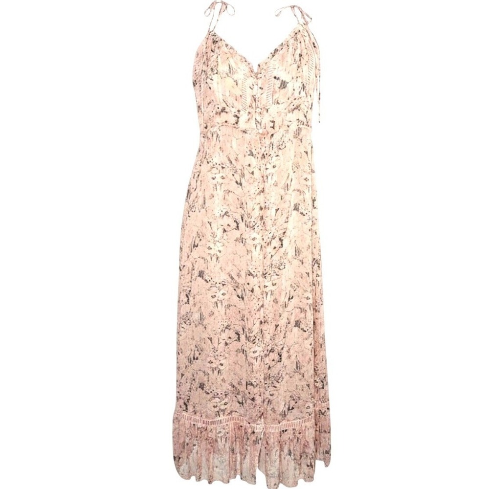 By Anthropologie Sexy Sheer Peach Floral Curtain Maxi Top/Dress Size Large